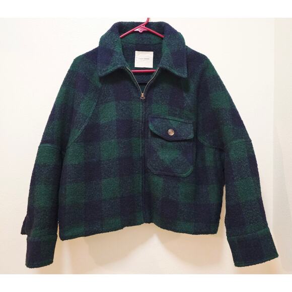 Lucky Brand Green Navy Sm Plaids Wool Blend with Zip closure. Warm. Sturdy. - Picture 1 of 16